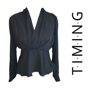 TIMING Fitted Black Blouse